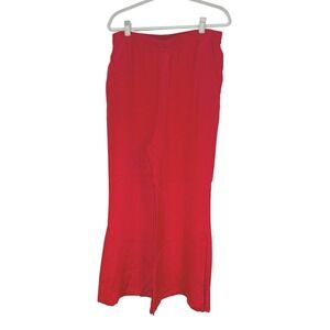 LA‎ LIGNE New York Red Silk Blend Wide Leg Pants Elastic Waist Size XL